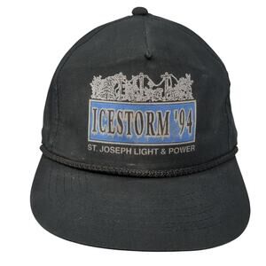 Icestorm '94 St. Joseph Light & Power Snapback Trucker Hat Cap Black OS Vintage